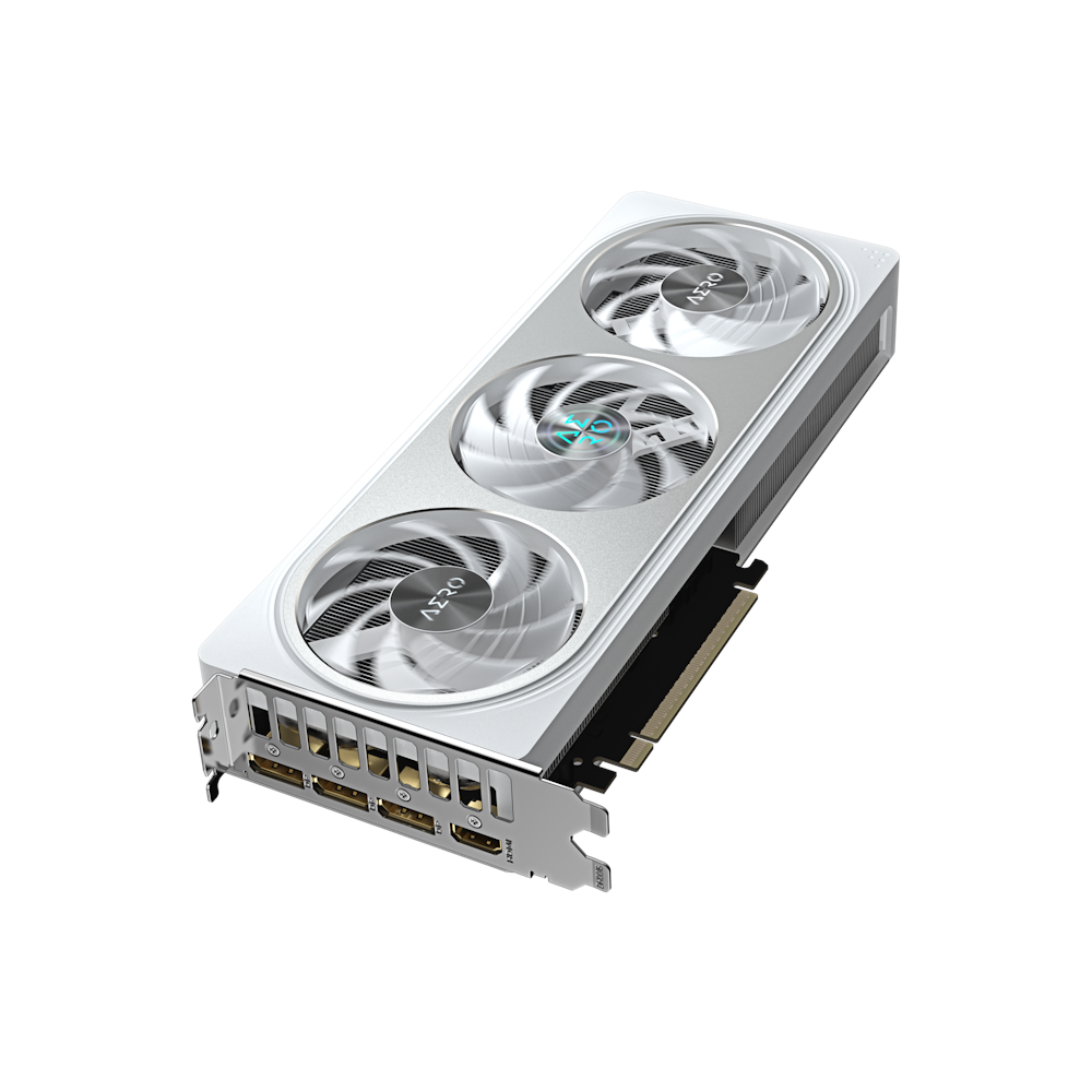 A large main feature product image of Gigabyte GeForce RTX 5060 Ti Aero White 8GB GDDR7