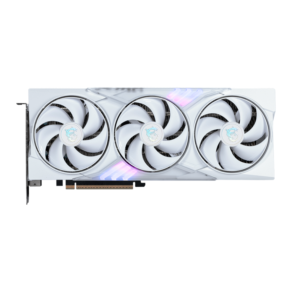 A large main feature product image of MSI GeForce RTX 5060 Ti 16GB GDDR7 GAMING TRIO OC (White)