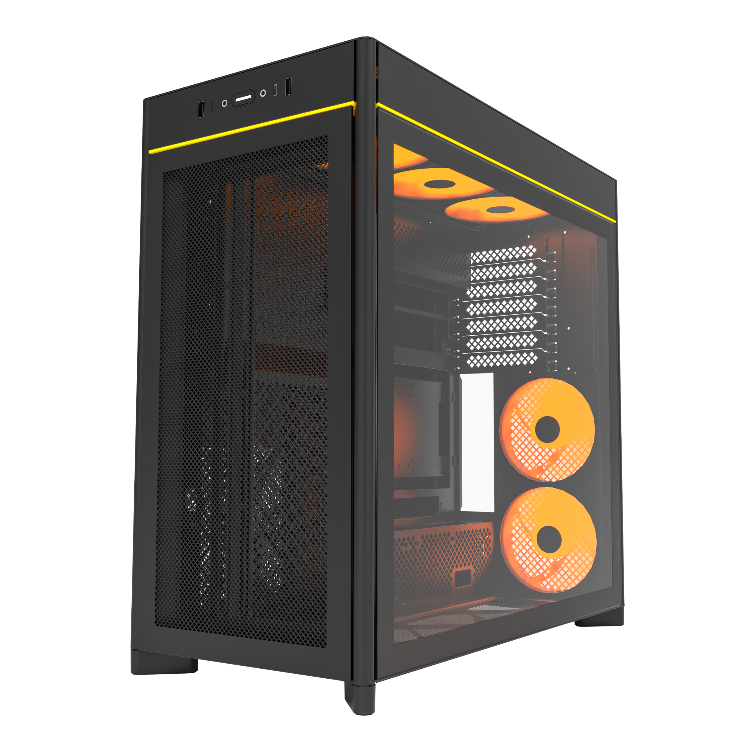 A large main feature product image of Montech HS01 PRO Mesh Reversible Layout Mid Tower Case (Black)