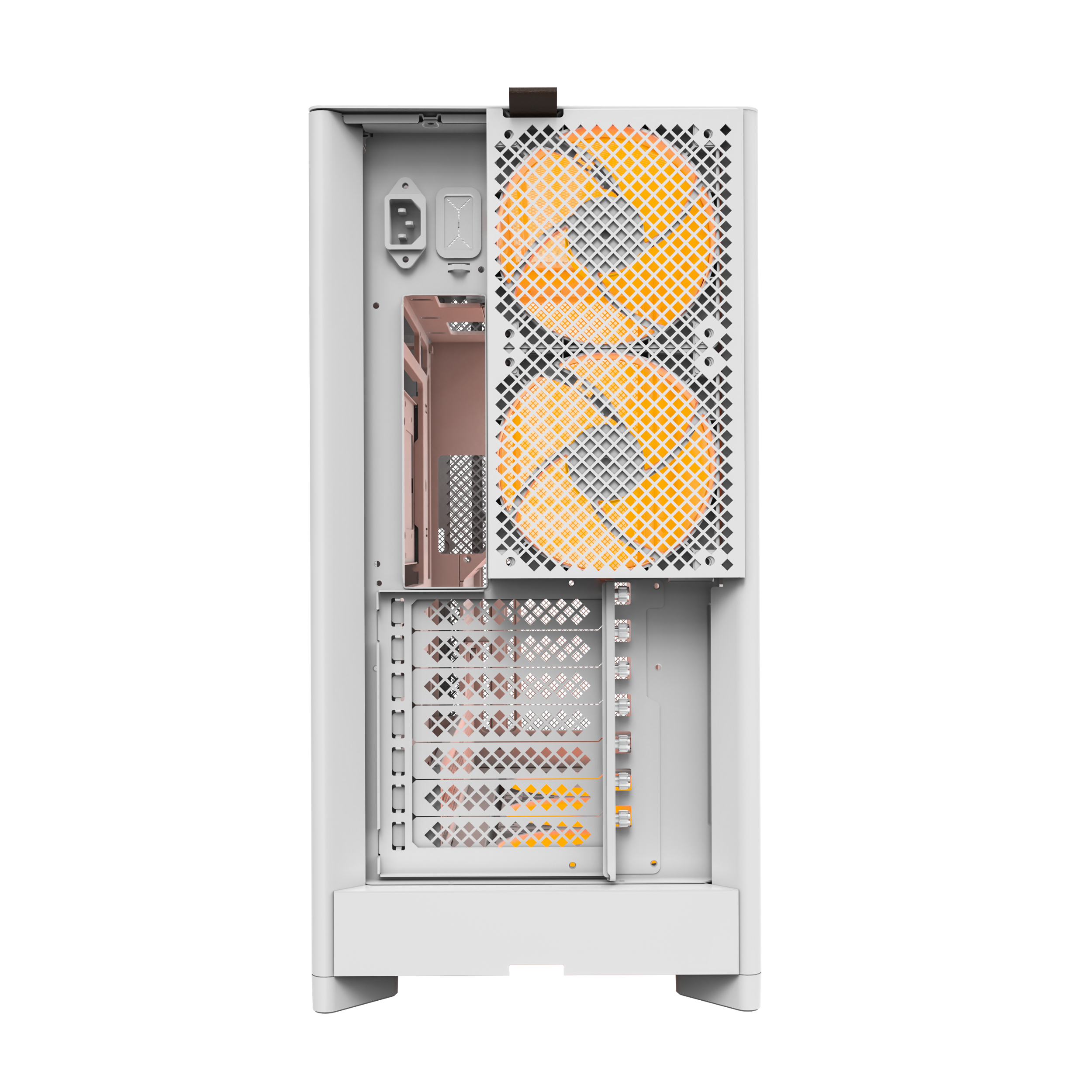 A large main feature product image of Montech HS01 PRO Mesh Reversible Layout Mid Tower Case (White)