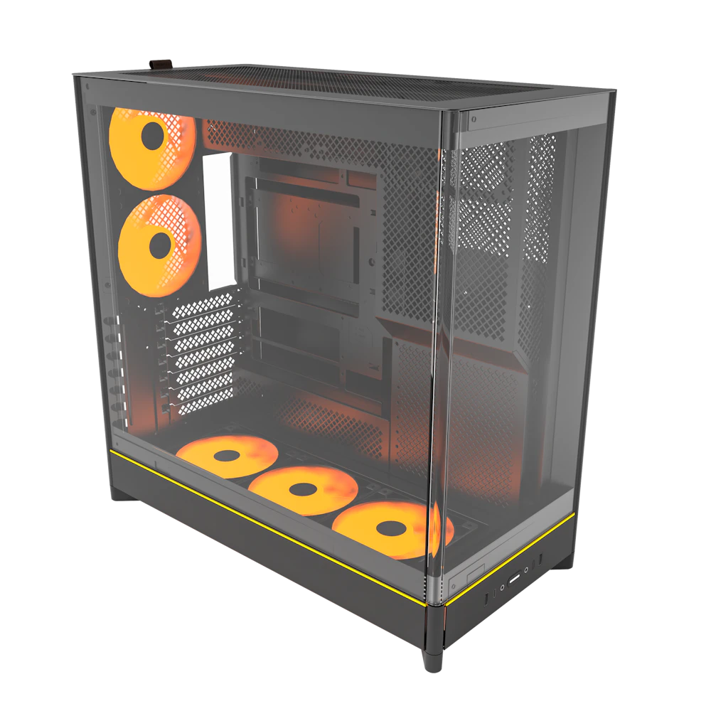 A large main feature product image of Montech HS02 PRO Glass Reversible Layout Mid Tower Case (Black)