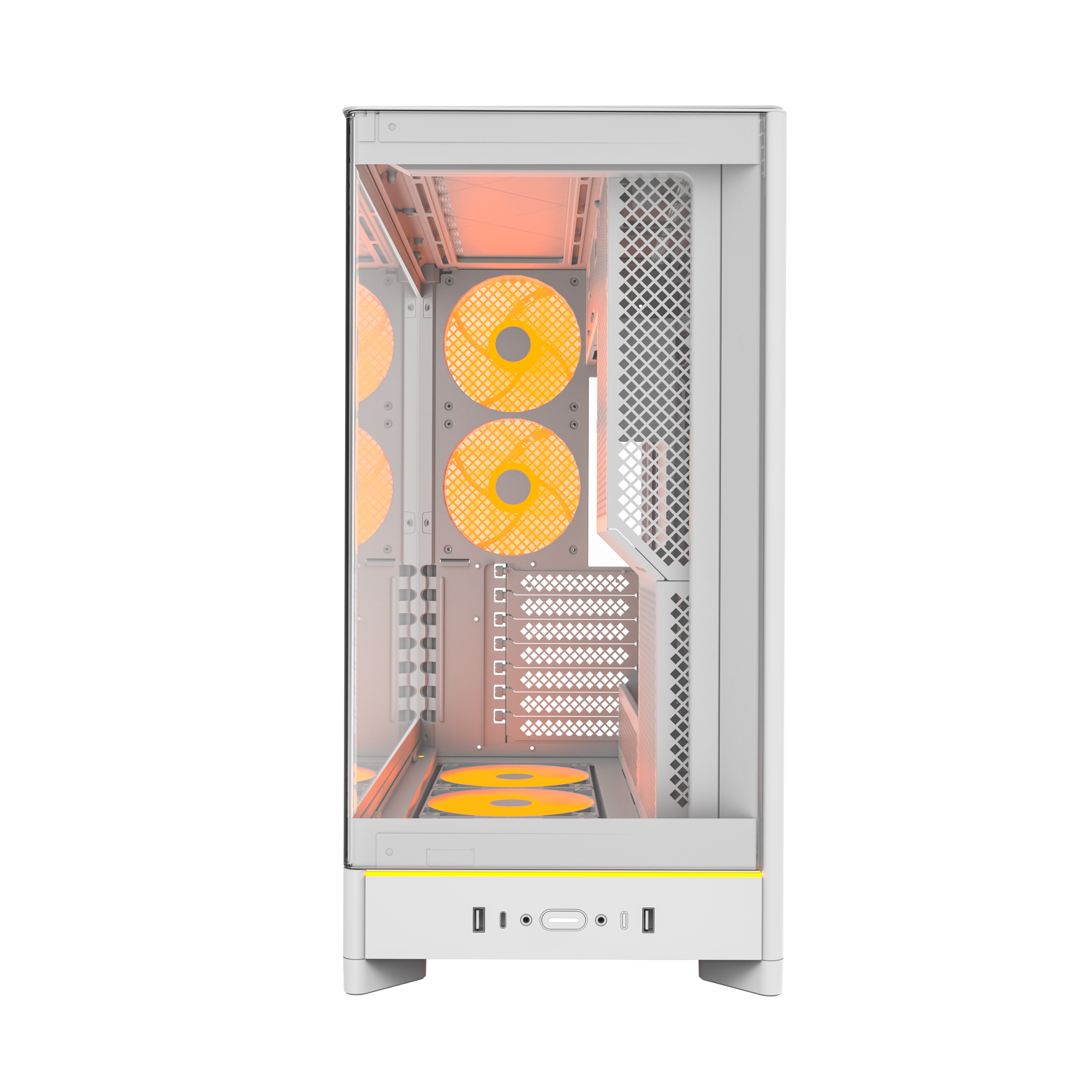 A large main feature product image of Montech HS02 PRO Glass Reversible Layout Mid Tower Case (White)