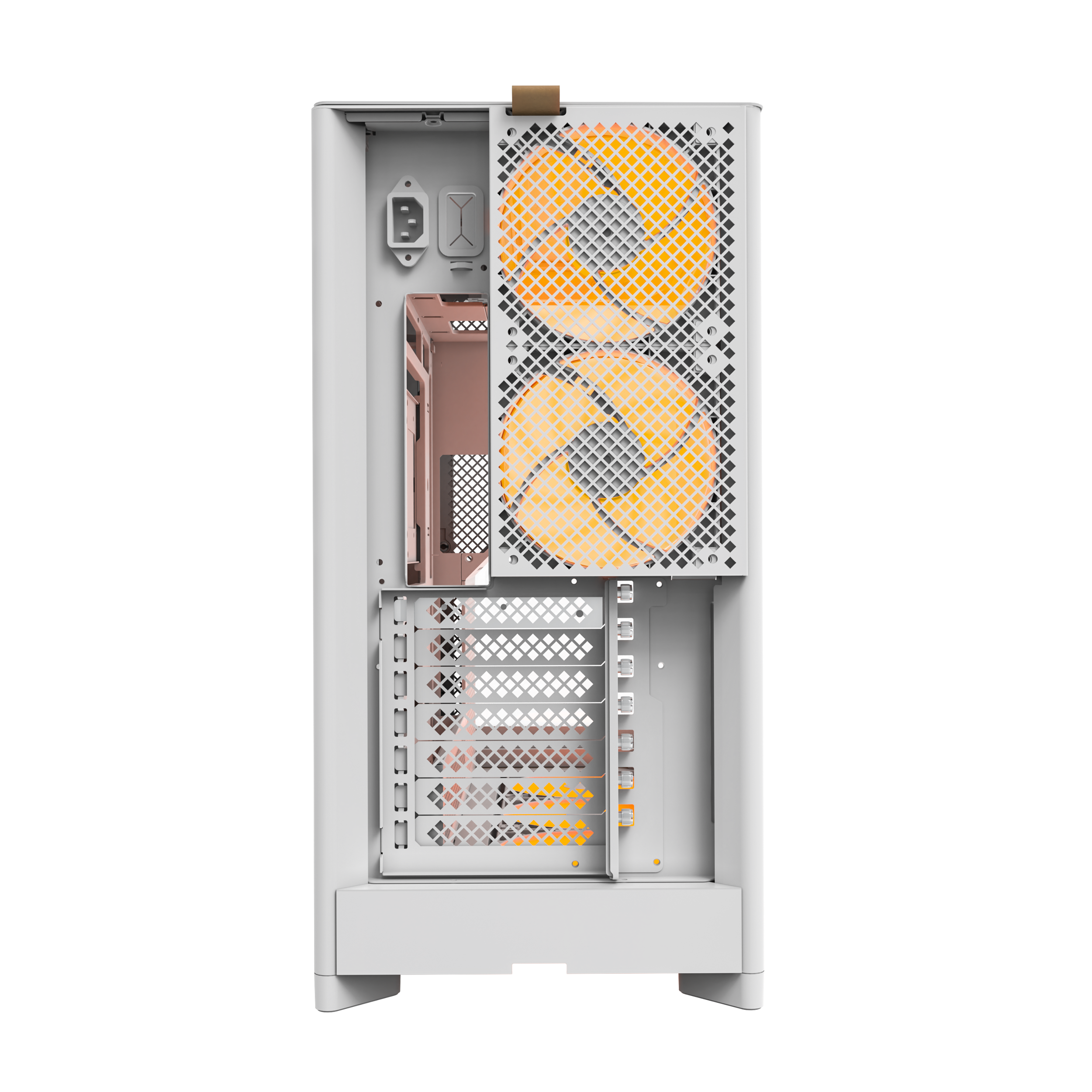 A large main feature product image of Montech HS02 PRO Glass Reversible Layout Mid Tower Case (White)