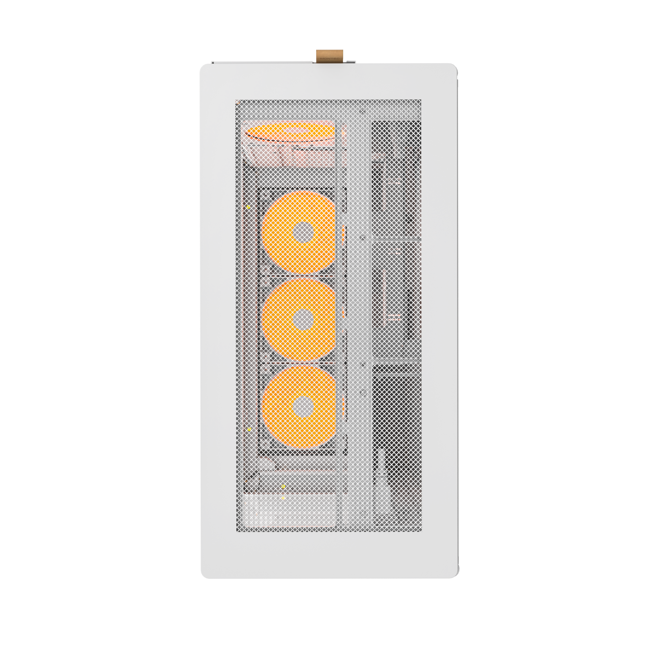 A large main feature product image of Montech HS02 PRO Glass Reversible Layout Mid Tower Case (White)
