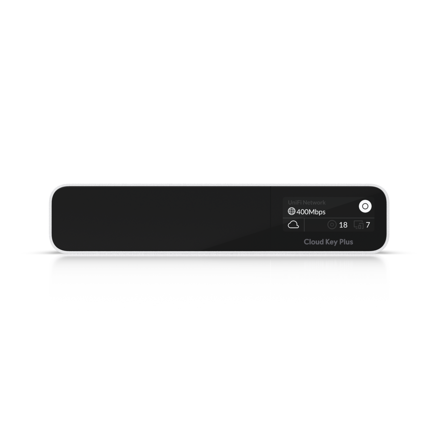 A large main feature product image of Ubiquiti UniFi CloudKey+