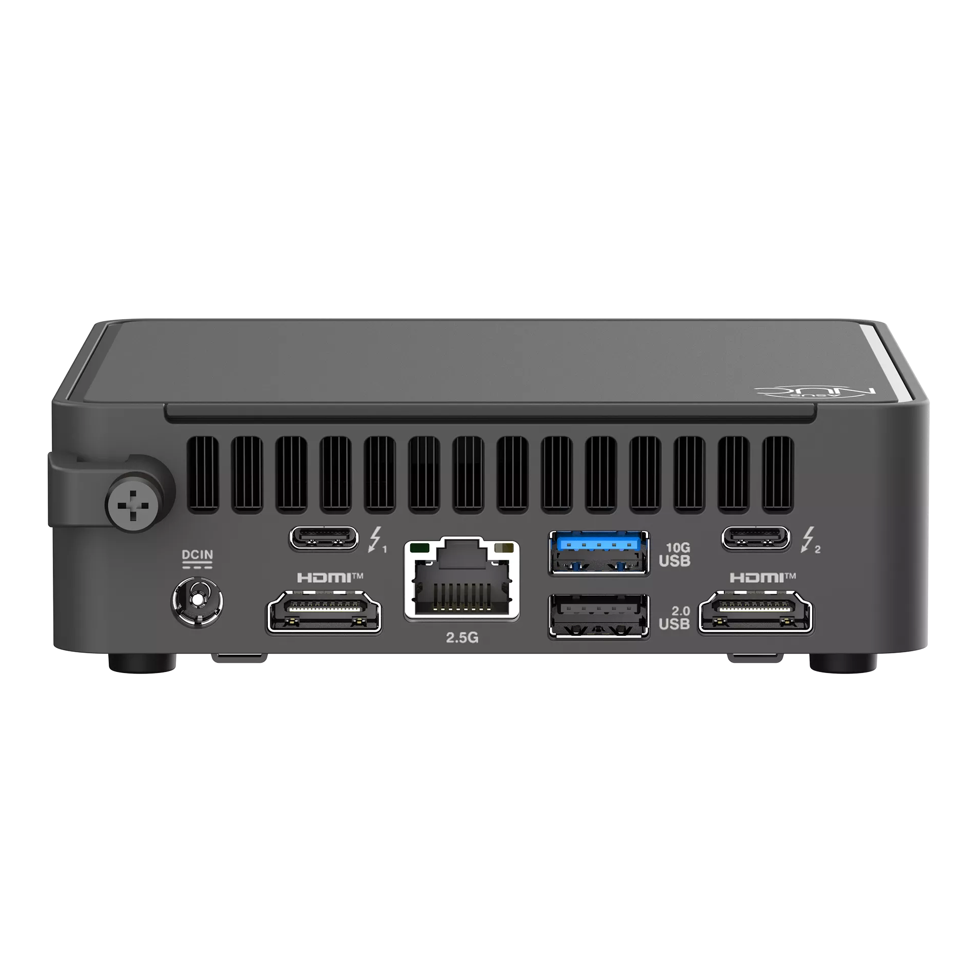 A large main feature product image of ASUS NUC 15 Pro Core Ultra 5 225H Slim Barebones Mini PC