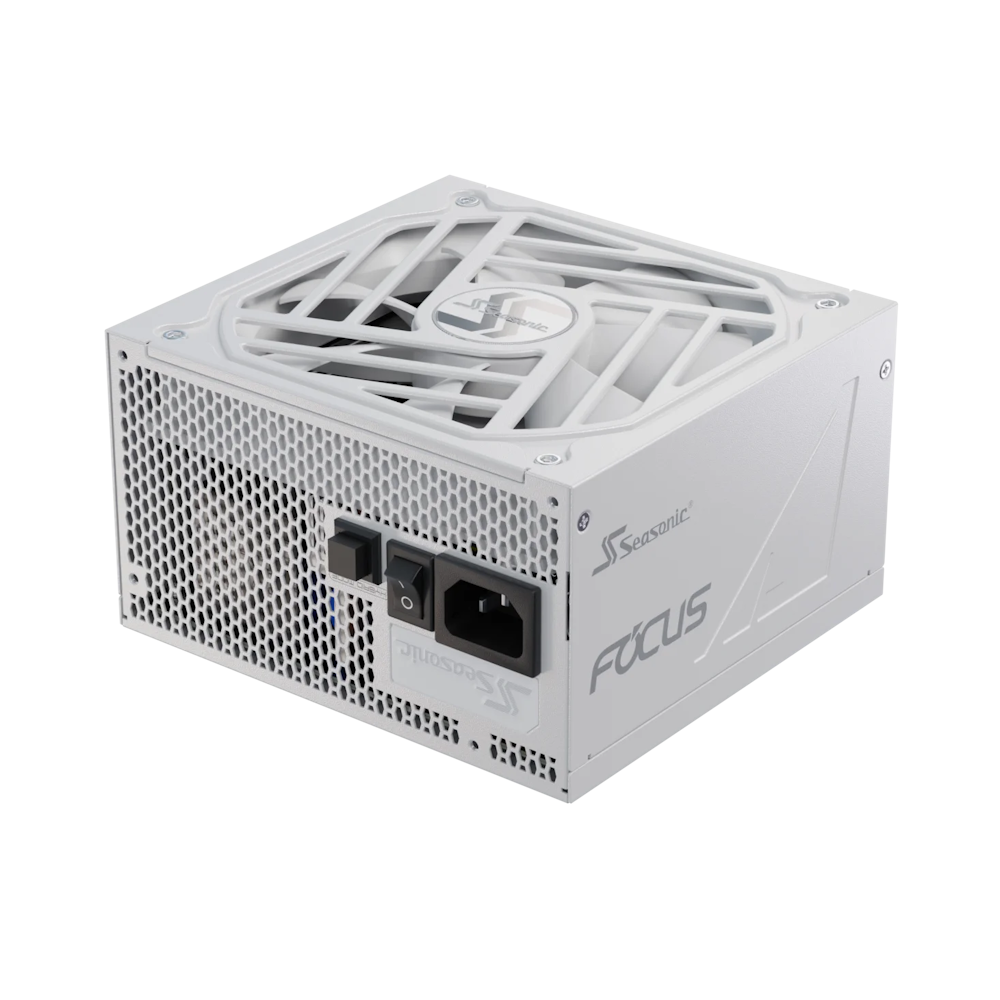 A large main feature product image of Seasonic FOCUS GX 750W Gold ATX 3.0 Modular PSU (White)