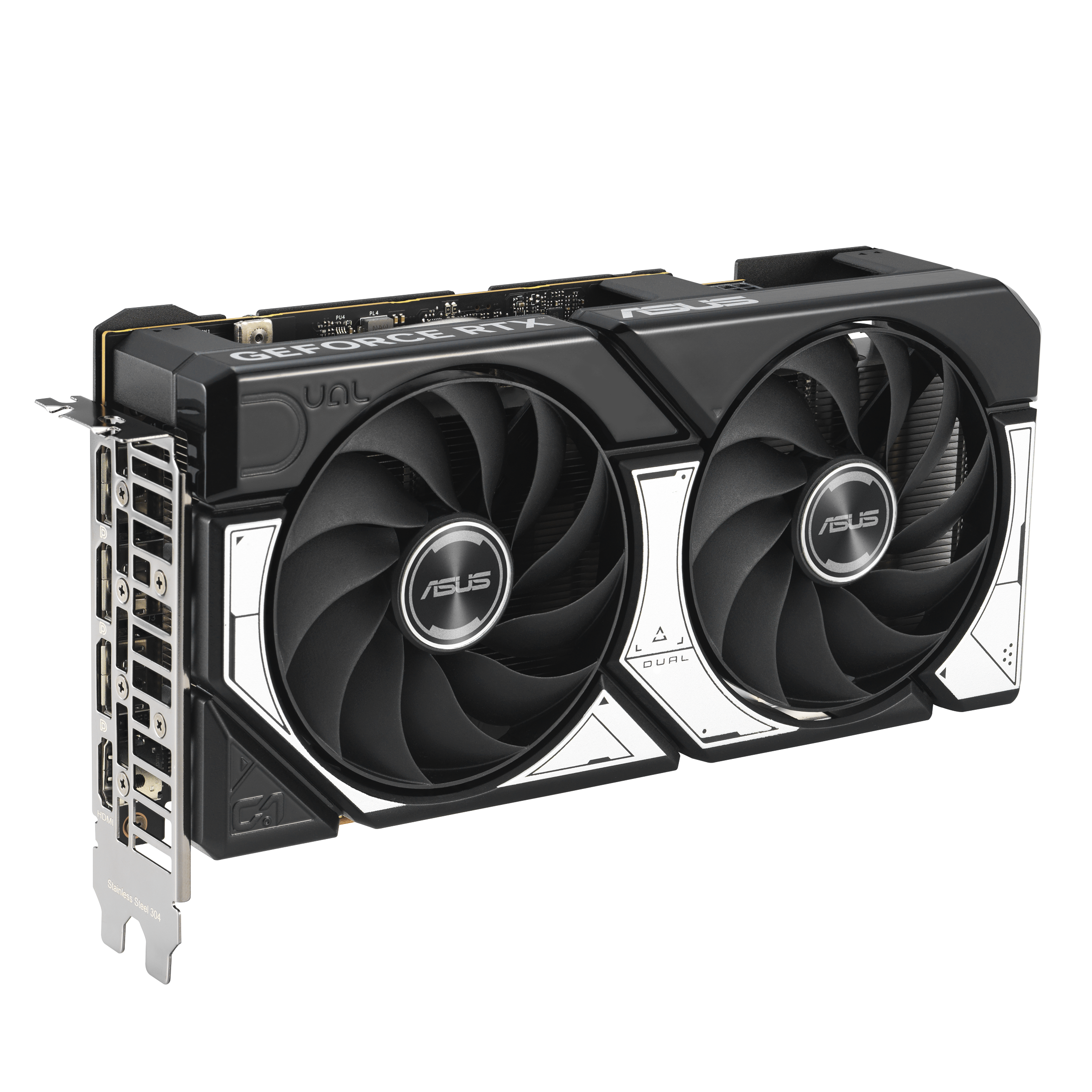 A large main feature product image of ASUS GeForce RTX 5060 Dual OC 8GB GDDR7