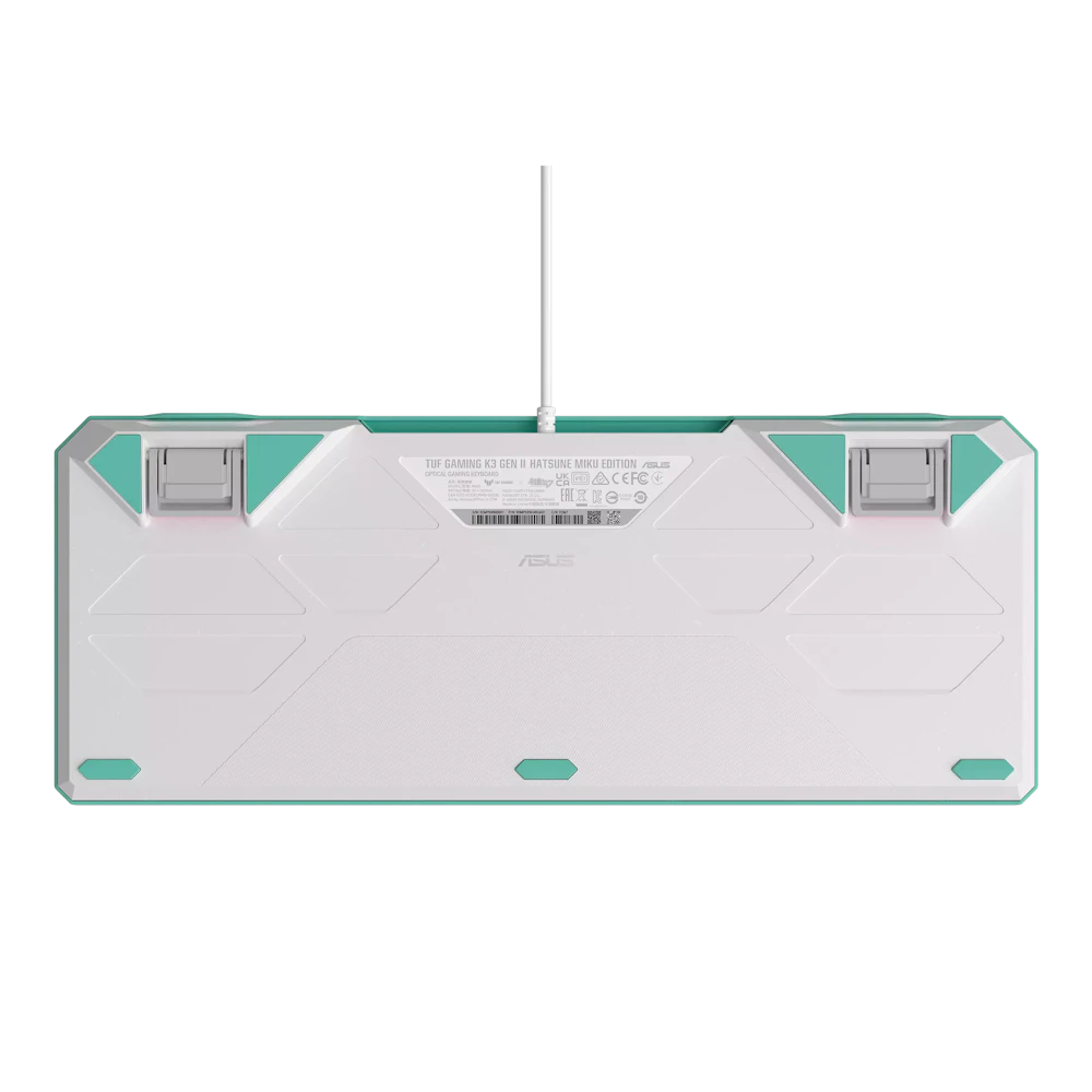 A large main feature product image of ASUS TUF Gaming K3 Gen II Mechanical Gaming Keyboard - Hatsune Miku Edition