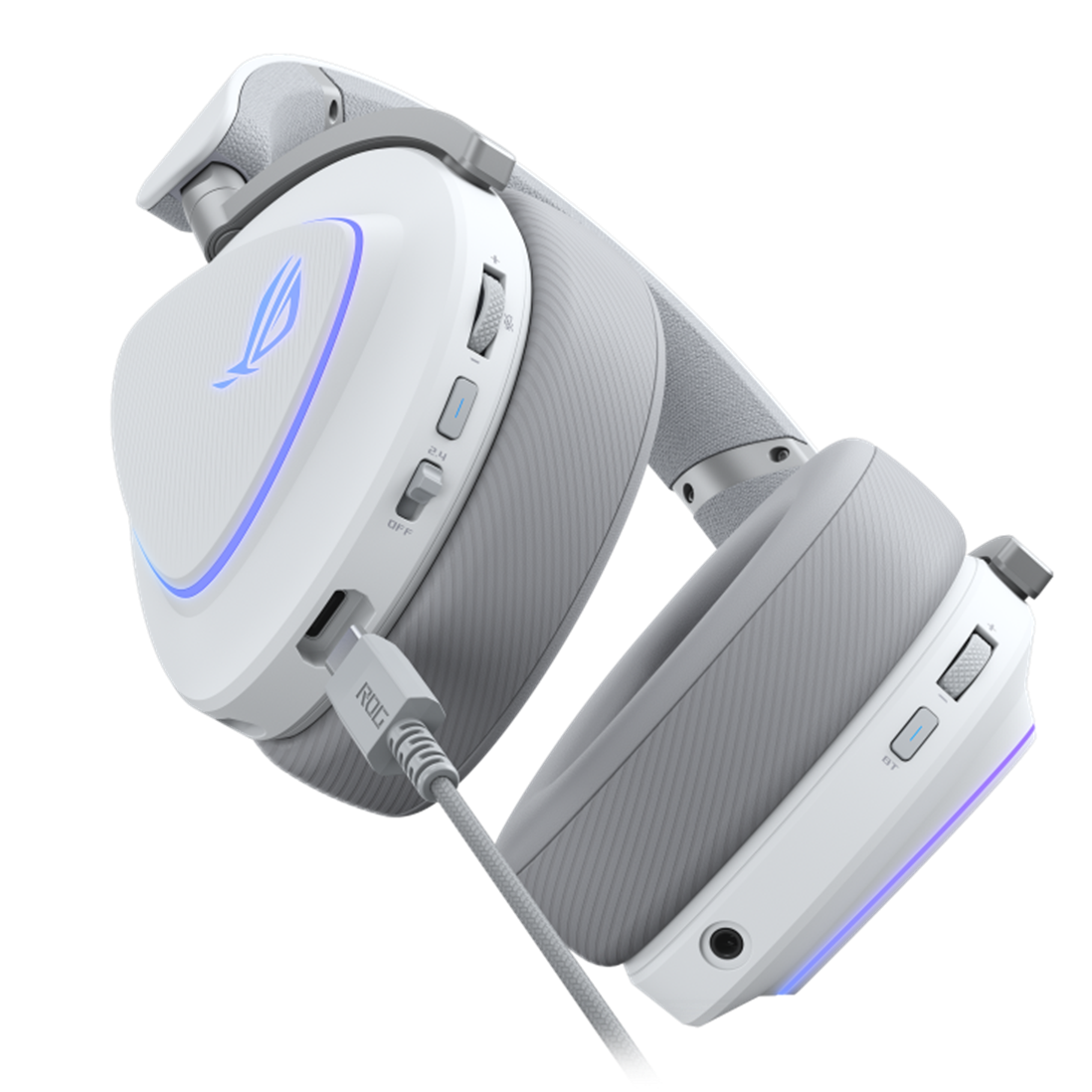 A large main feature product image of ASUS ROG DELTA II Tri-Mode Wireless Gaming Headset - White
