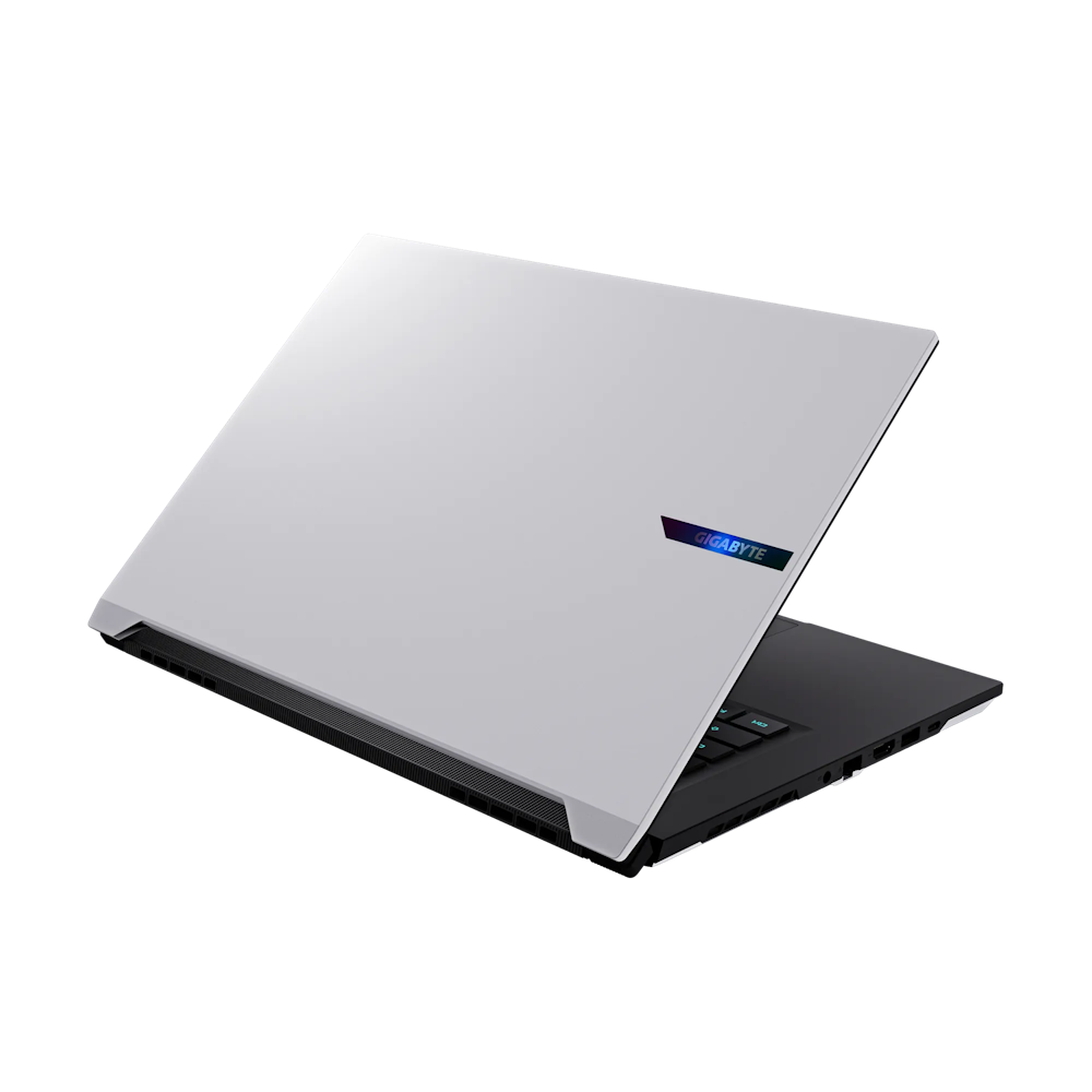 A large main feature product image of Gigabyte AERO X16 (1WH) - 16" 165Hz, Ryzen AI 7 350, RTX 5070, 16GB/1TB - Win 11 Gaming Notebook (White)