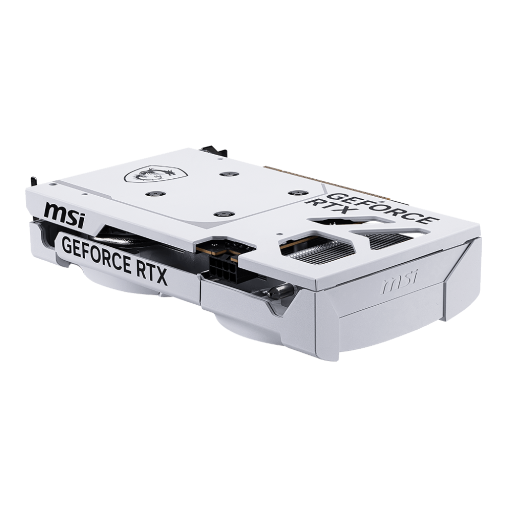 A large main feature product image of MSI GeForce RTX 5060 Ventus 2X OC 8GB GDDR7 - White