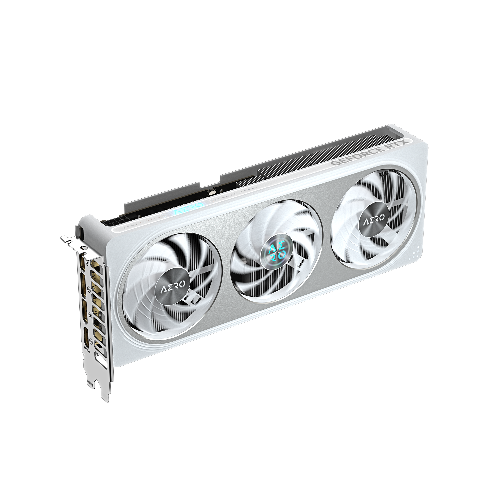 A large main feature product image of Gigabyte GeForce RTX 5060 Aero White OC 8GB GDDR7