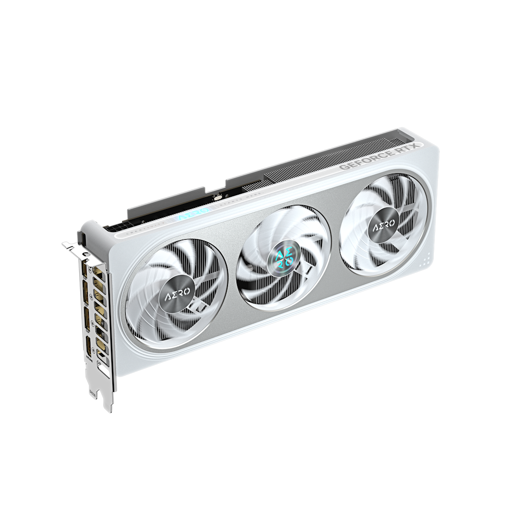 A large main feature product image of Gigabyte GeForce RTX 5060 Aero White OC 8GB GDDR7
