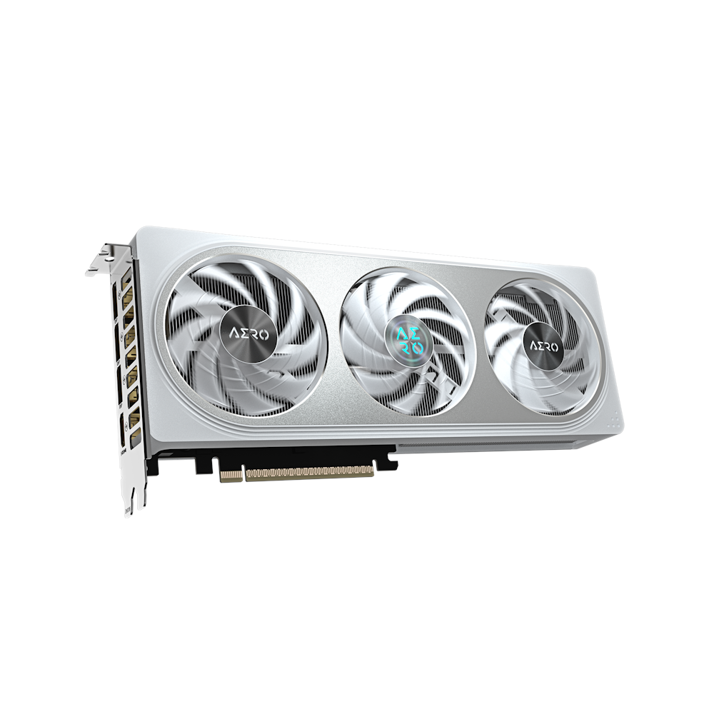 A large main feature product image of Gigabyte GeForce RTX 5060 Aero White OC 8GB GDDR7