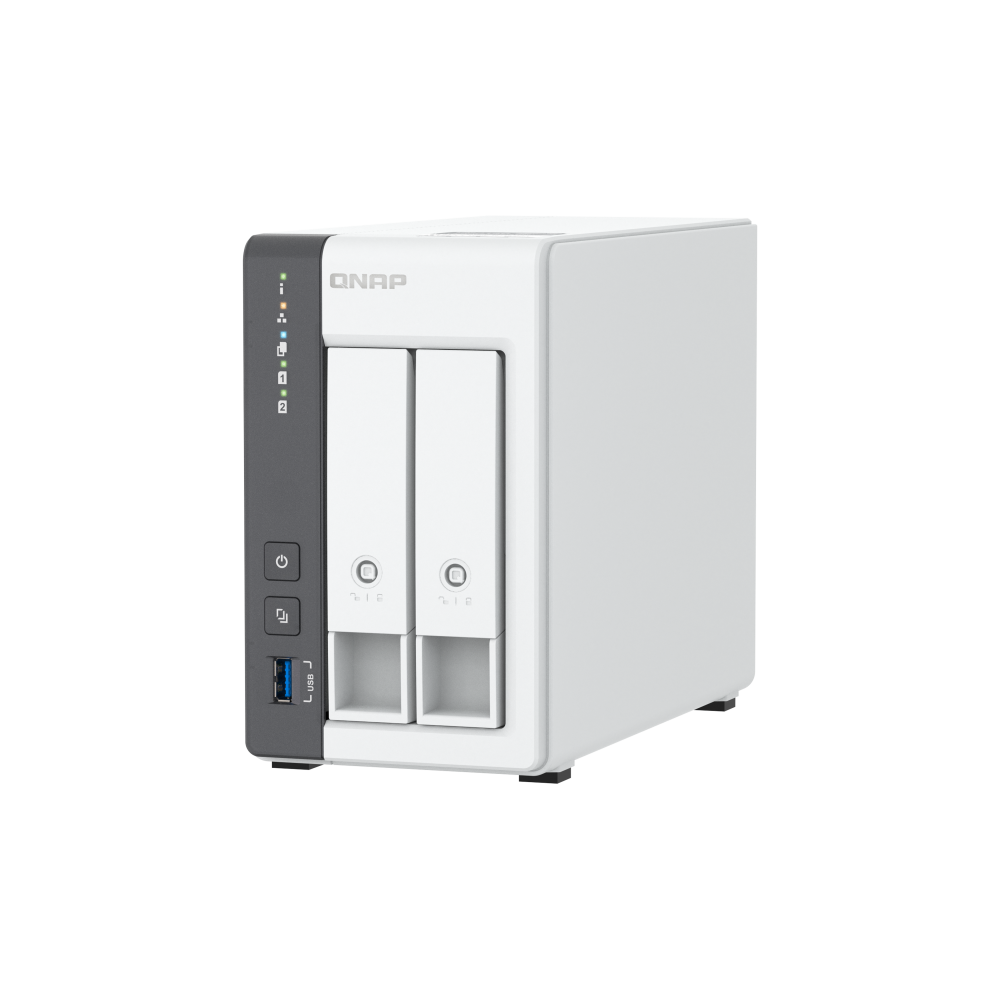 A large main feature product image of QNAP TS-216G 2-Bay NAS (2.0GHz Arm 4-Core, 4GB RAM, Dual 2.5GbE)