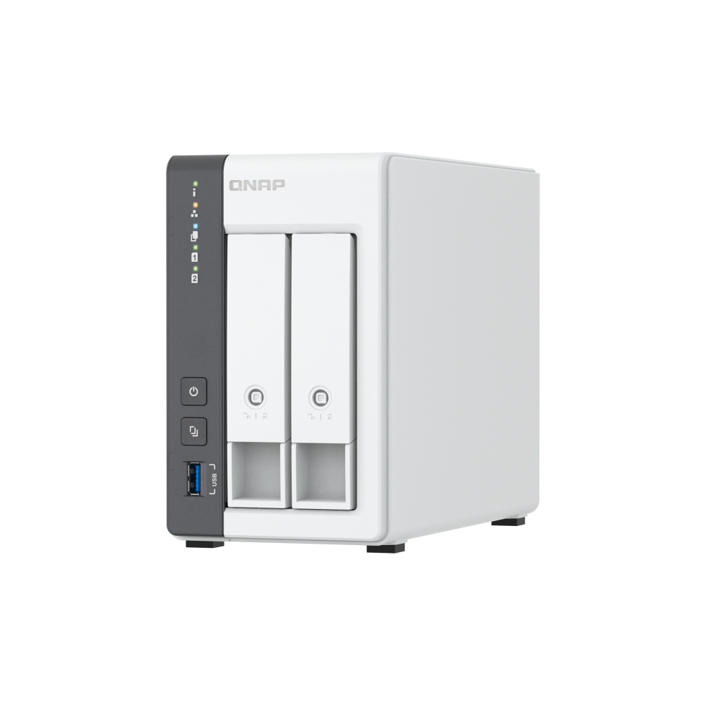 A large main feature product image of QNAP TS-216G 2-Bay NAS (2.0GHz Arm 4-Core, 4GB RAM, Dual 2.5GbE)
