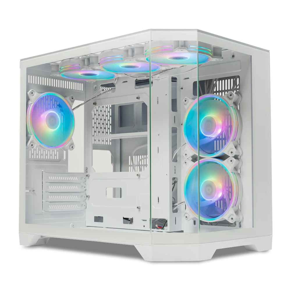 A large main feature product image of GamerChief GlassView GV10 mATX Case (White)