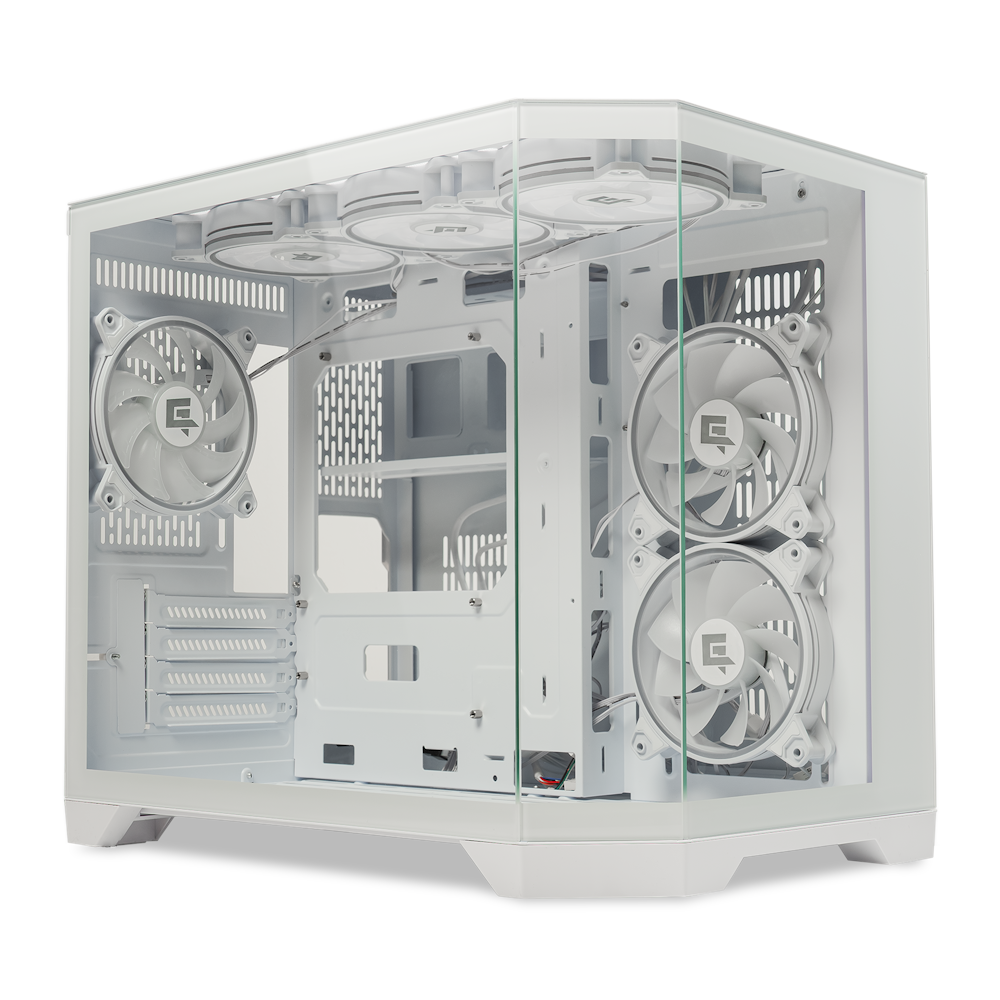 A large main feature product image of GamerChief GlassView GV10 - White