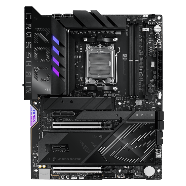 A large main feature product image of ASUS ROG Crosshair X870E APEX AM5 ATX Desktop Motherboard