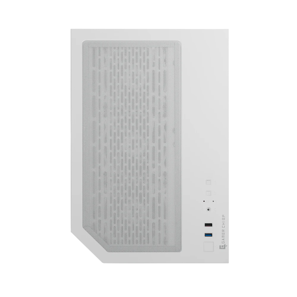 A large main feature product image of GamerChief GlassView GV10 mATX Case (White)