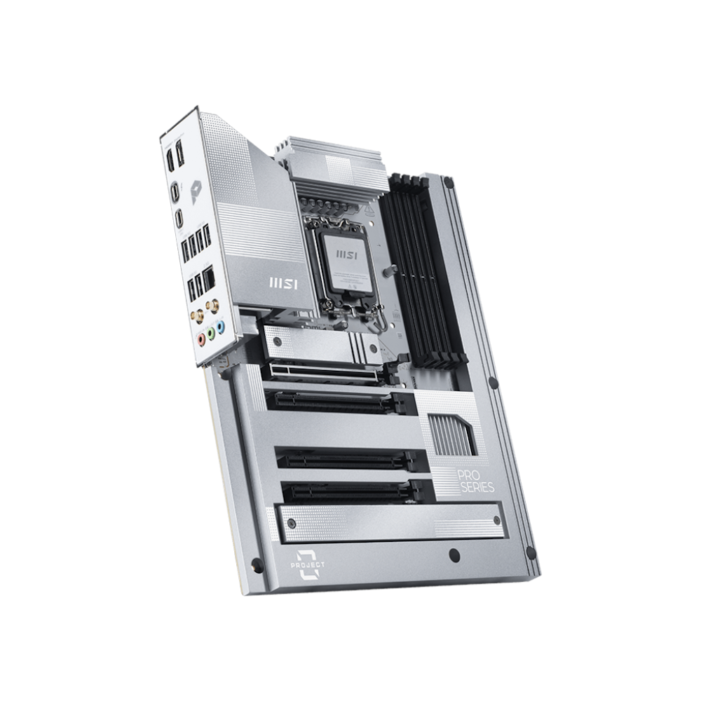 A large main feature product image of MSI Z890-S Project Zero LGA1851 ATX Desktop Motherboard