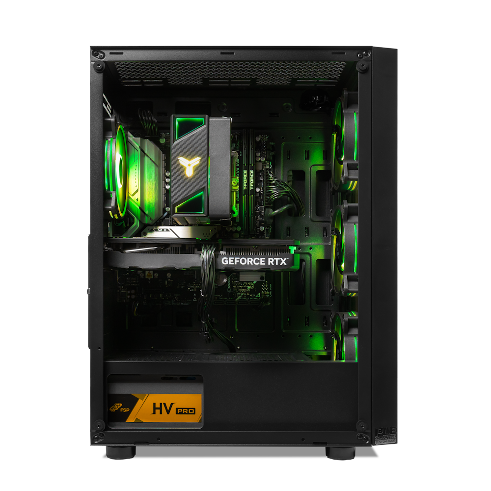 A large main feature product image of PLE Dusk RTX 4060 Prebuilt Ready To Go Gaming PC