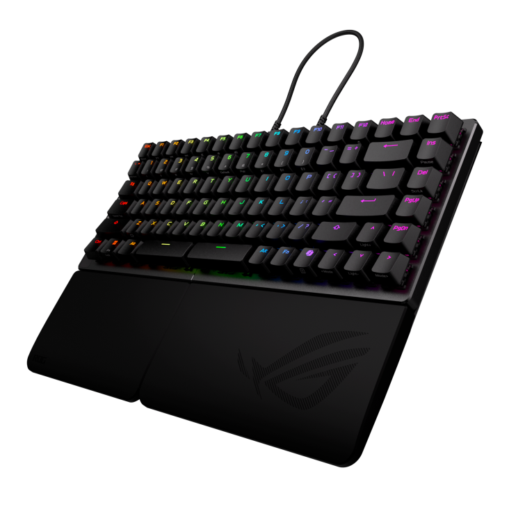 A large main feature product image of ASUS ROG Falcata 75% Compact Split Wireless Gaming Keyboard - ROG HFX V2 Magnetic Switch