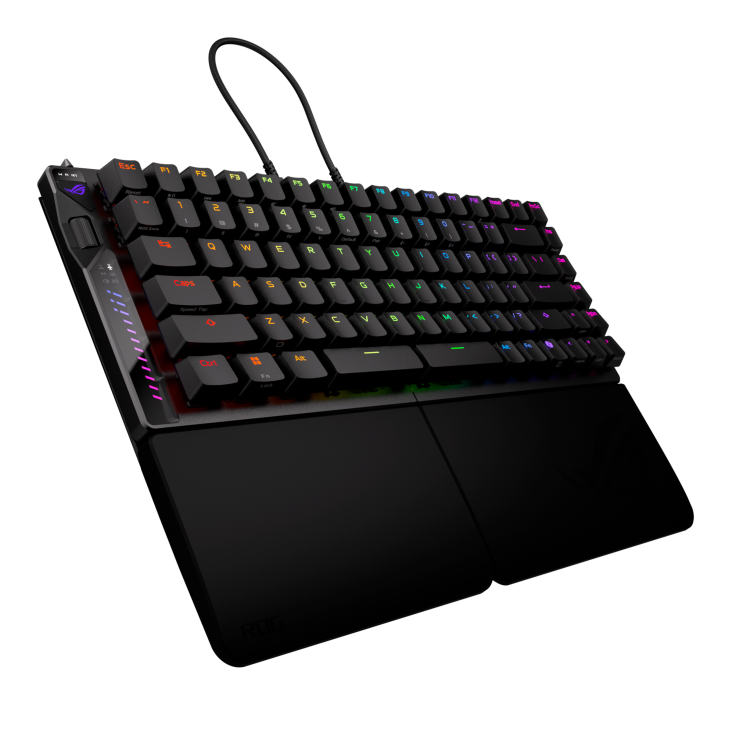 A large main feature product image of ASUS ROG Falcata 75% Compact Split Wireless Gaming Keyboard - ROG HFX V2 Magnetic Switch