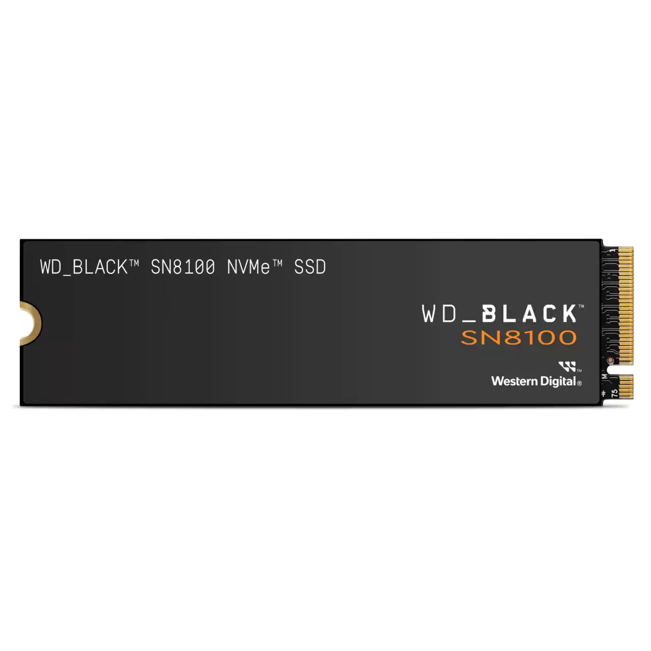 A large main feature product image of WD Black SN8100 PCIe Gen 5 NVMe M.2 SSD - 4TB