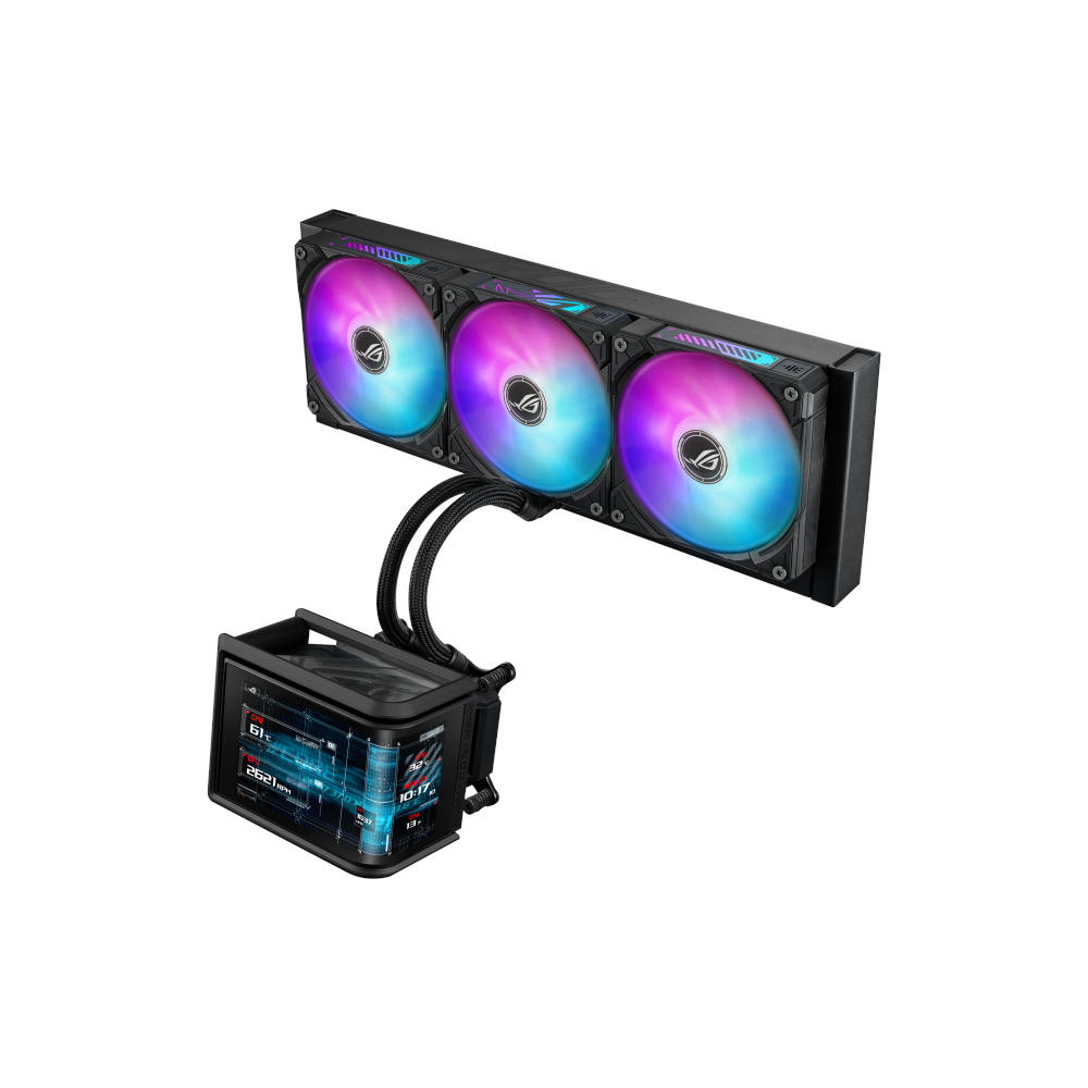 A large main feature product image of ASUS ROG Ryuo IV SLC 360 ARGB 360mm AIO Liquid CPU Cooler