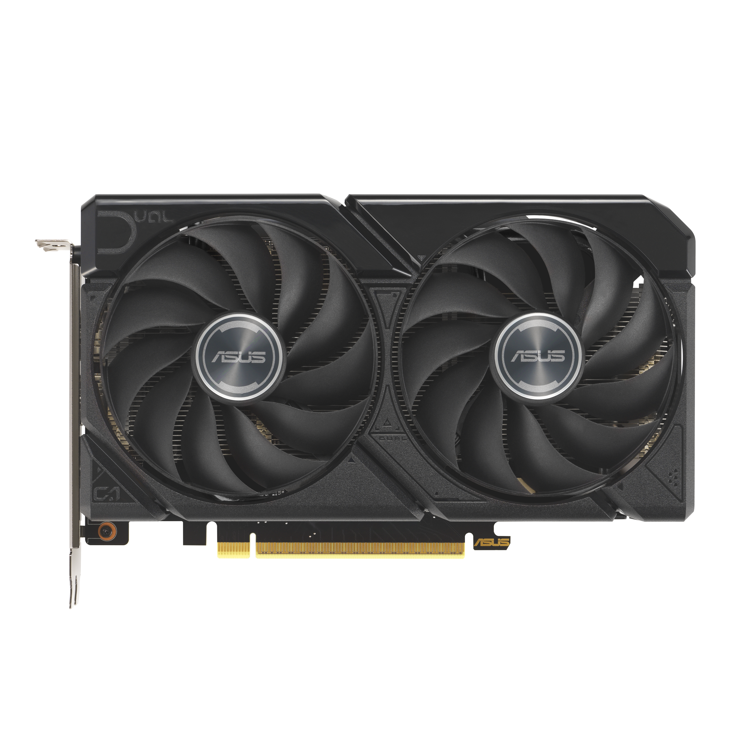 A large main feature product image of ASUS Radeon RX 9060 XT Dual 8GB GDDR6
