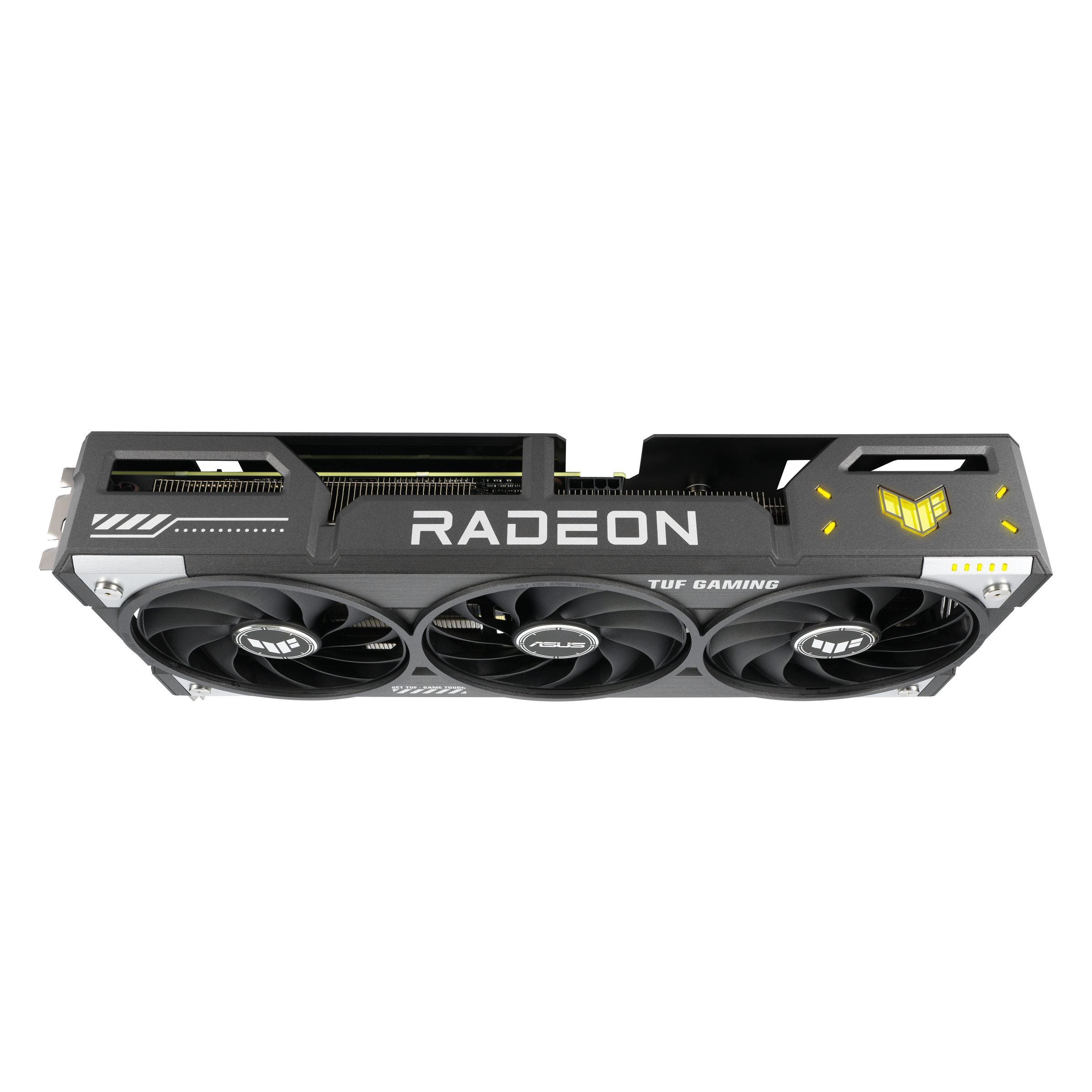 A large main feature product image of ASUS Radeon RX 9060 XT TUF Gaming OC 16GB GDDR6