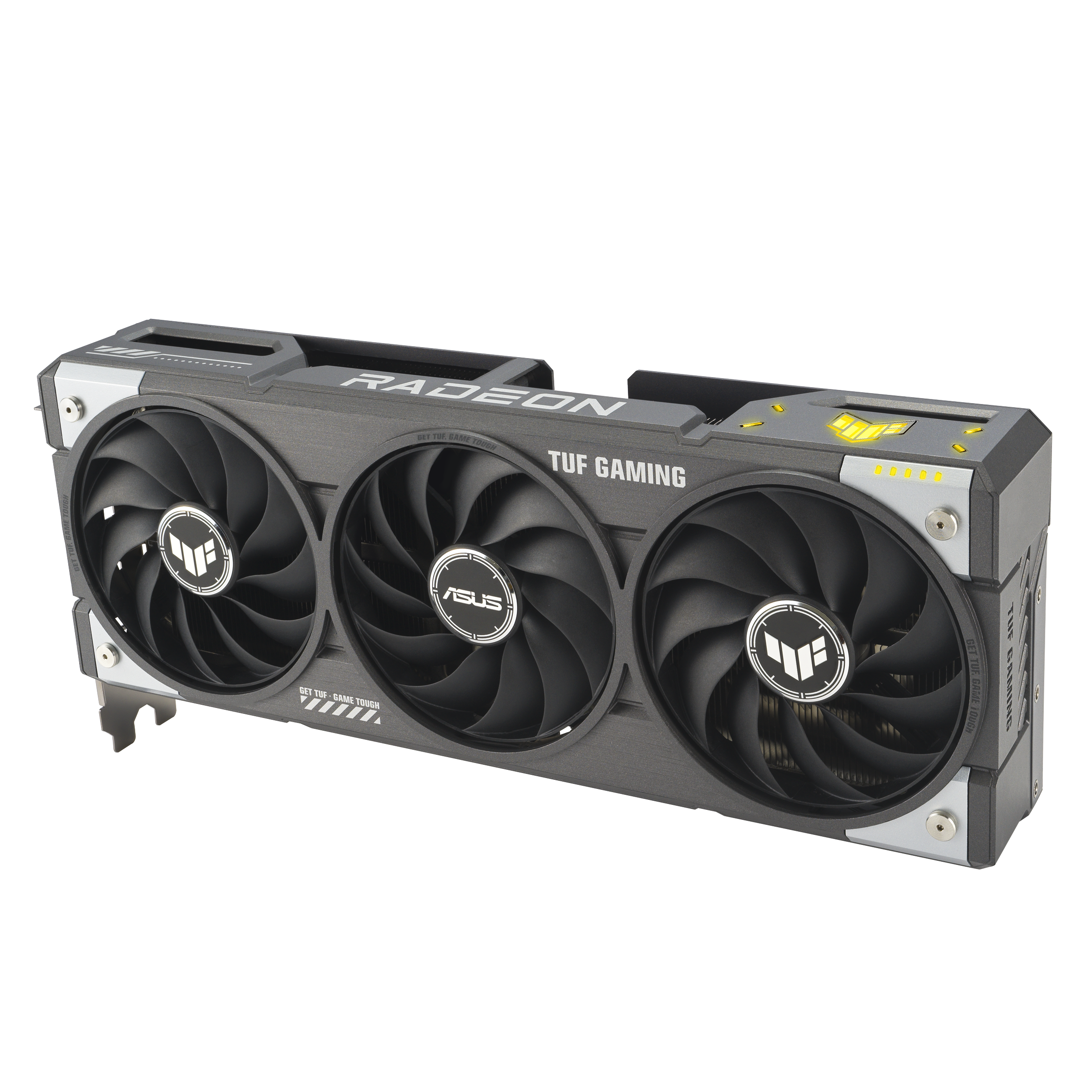 A large main feature product image of ASUS Radeon RX 9060 XT TUF Gaming OC 16GB GDDR6