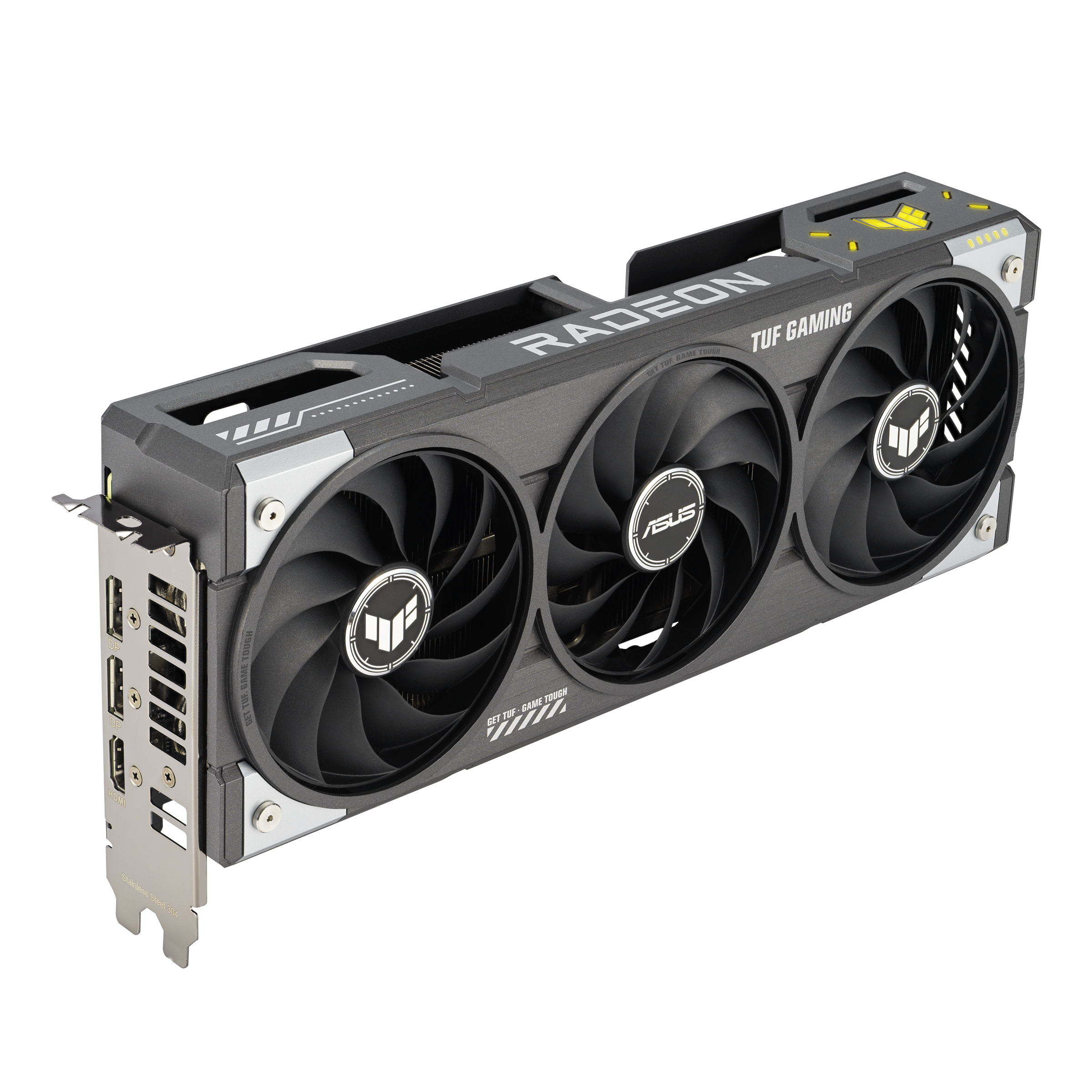 A large main feature product image of ASUS Radeon RX 9060 XT TUF Gaming OC 16GB GDDR6