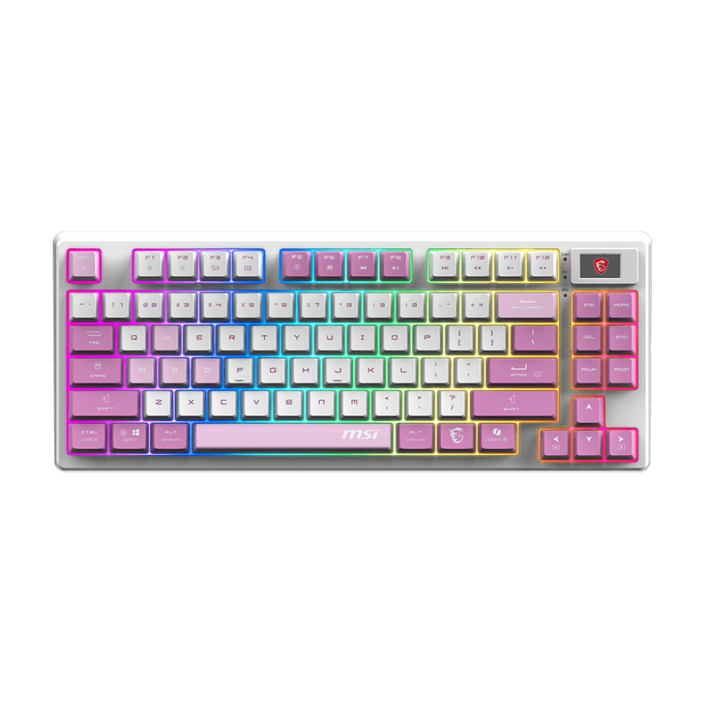 A large main feature product image of MSI Forge GK600 TKL Wireless Mechanical Keyboard - Violet