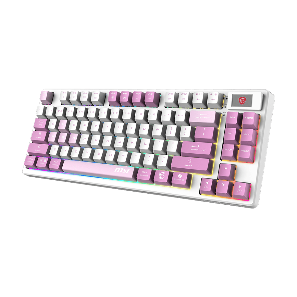 A large main feature product image of MSI Forge GK600 TKL Wireless Mechanical Keyboard - Violet