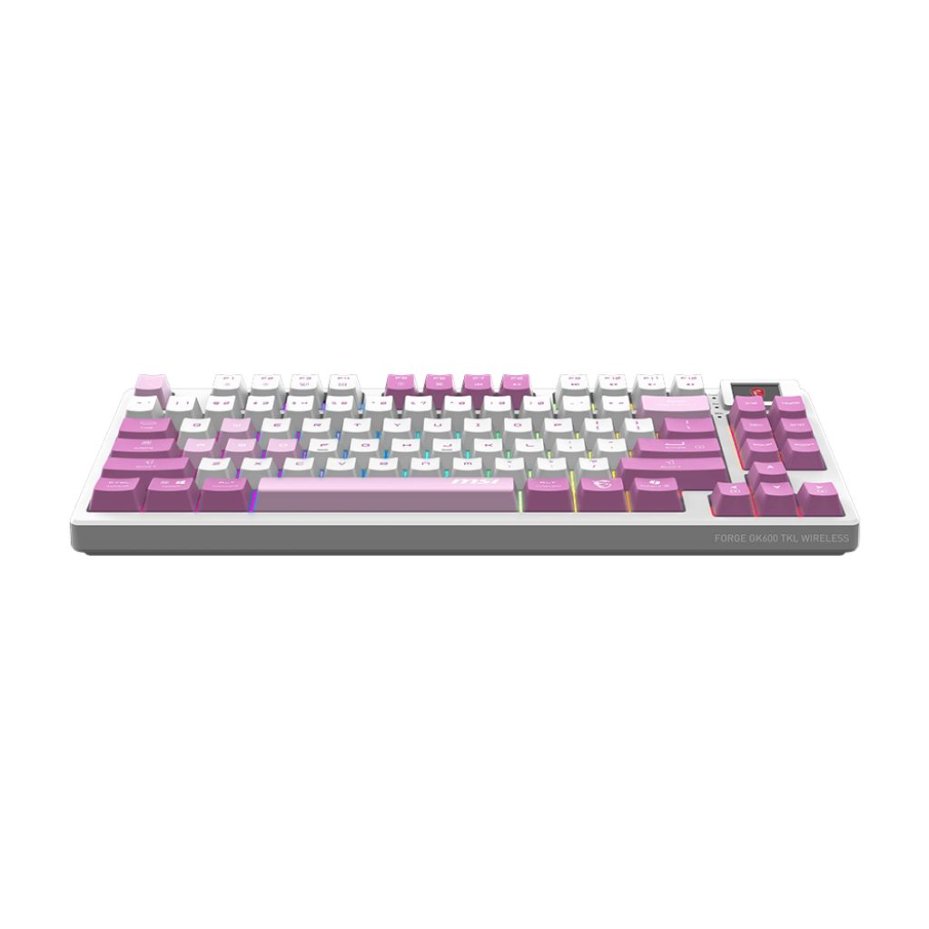 A large main feature product image of MSI Forge GK600 TKL Wireless Mechanical Keyboard - Violet