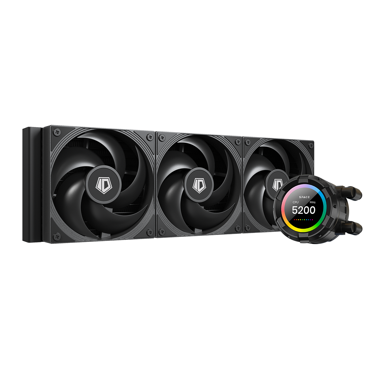 A large main feature product image of ID-COOLING SL360 PRO SE Space LCD 360mm AIO Liquid CPU Cooler (Black)