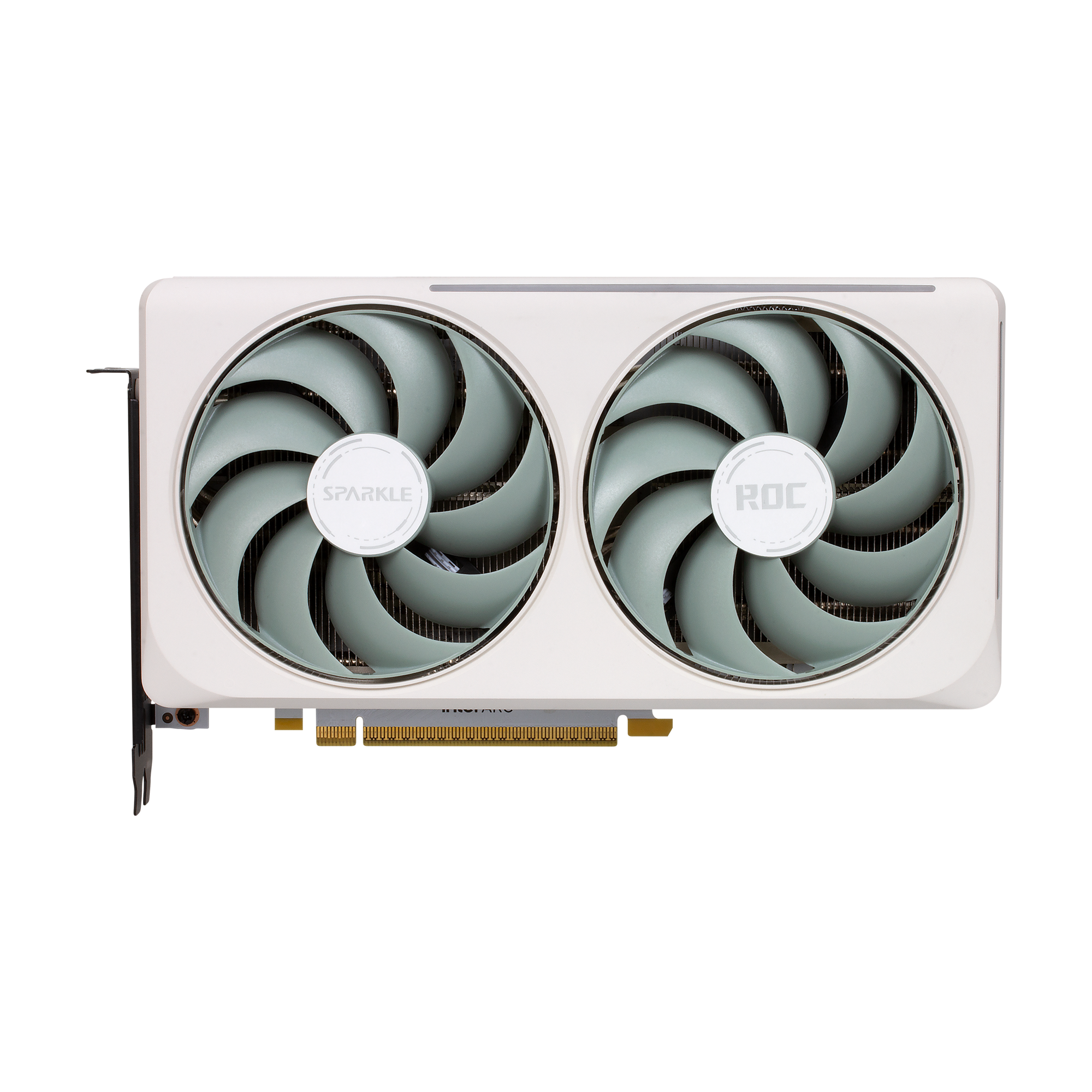 A large main feature product image of SPARKLE Intel Arc Battlemage B580 ROC Luna OC Ultra 12GB GDDR6