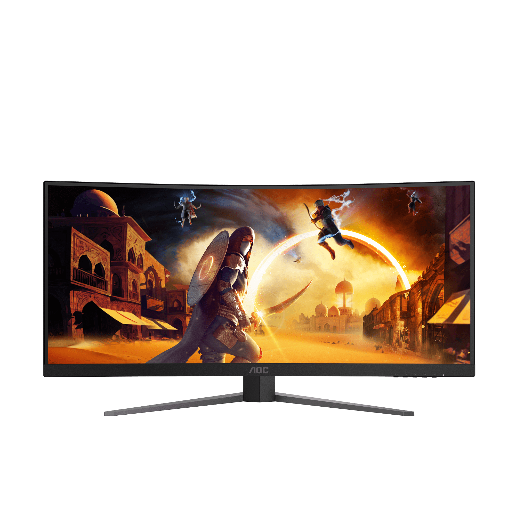 A large main feature product image of AOC CU34G4Z - 34" Curved 1440p 240Hz 0.3ms Fast VA Monitor