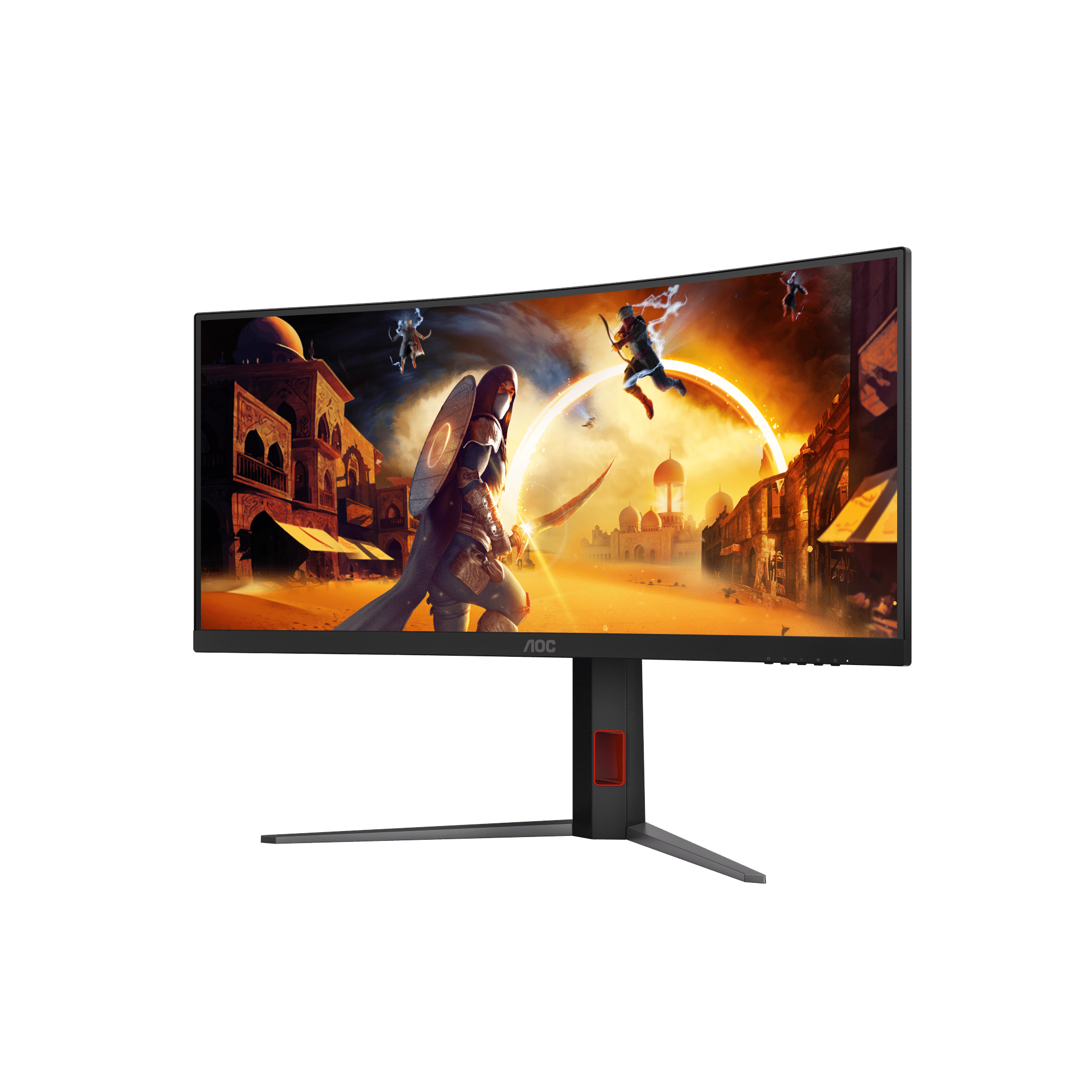 A large main feature product image of AOC Gaming CU34G4 - 34" Curved 1440p 180Hz 0.5ms Fast VA Monitor