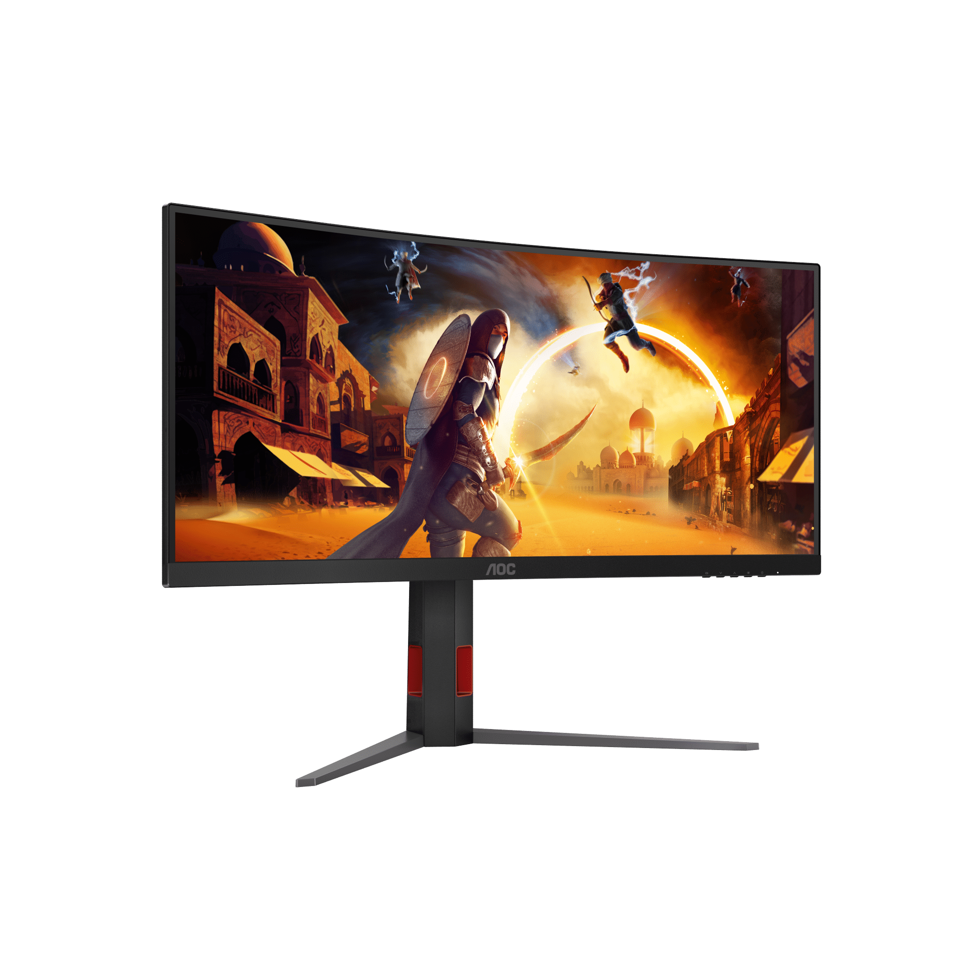 A large main feature product image of AOC Gaming CU34G4 - 34" Curved 1440p 180Hz 0.5ms Fast VA Monitor