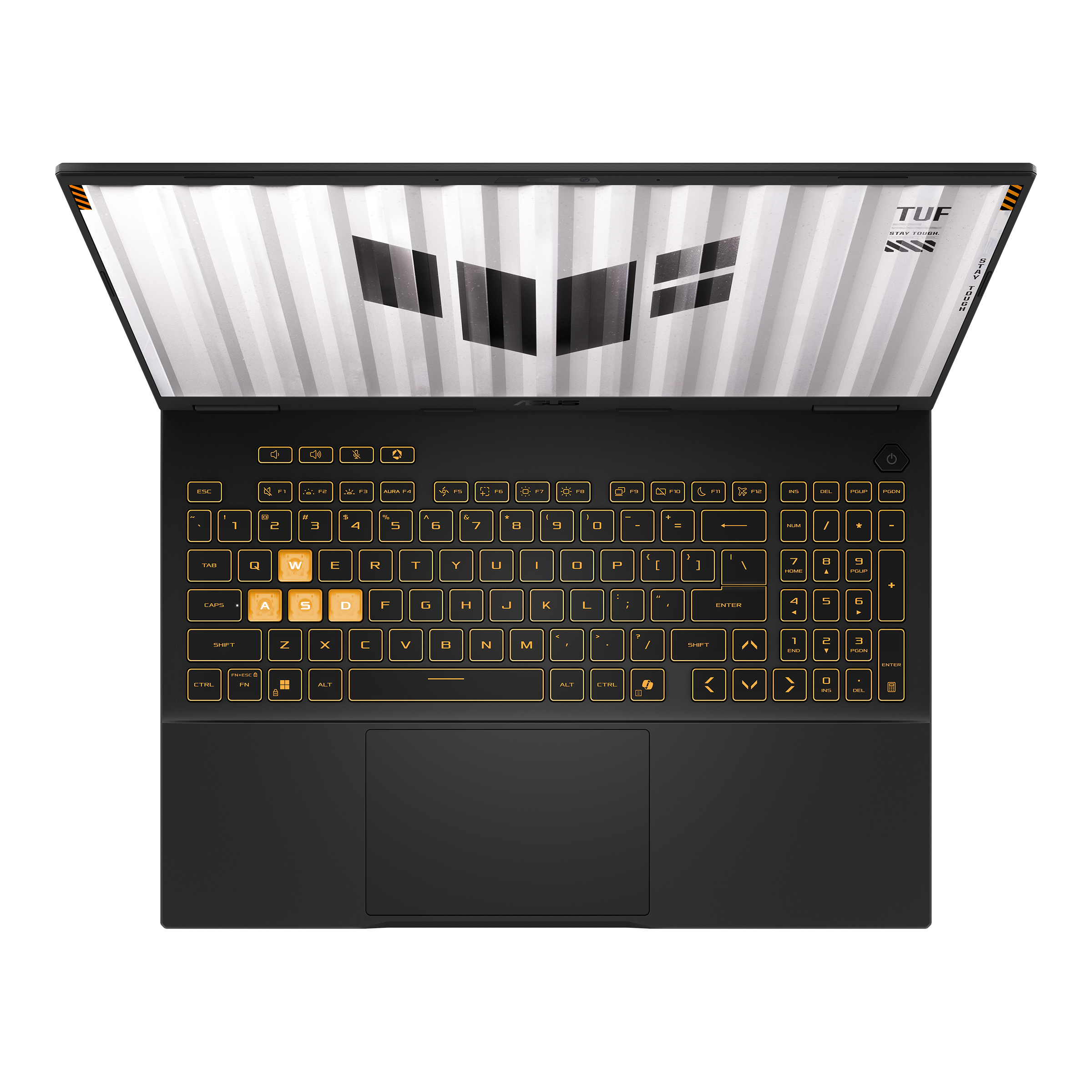 A large main feature product image of ASUS TUF Gaming F16 (FX608) - 16" 165Hz, i5-13450HX, RTX 5060, 16GB/512GB - Win 11 Notebook