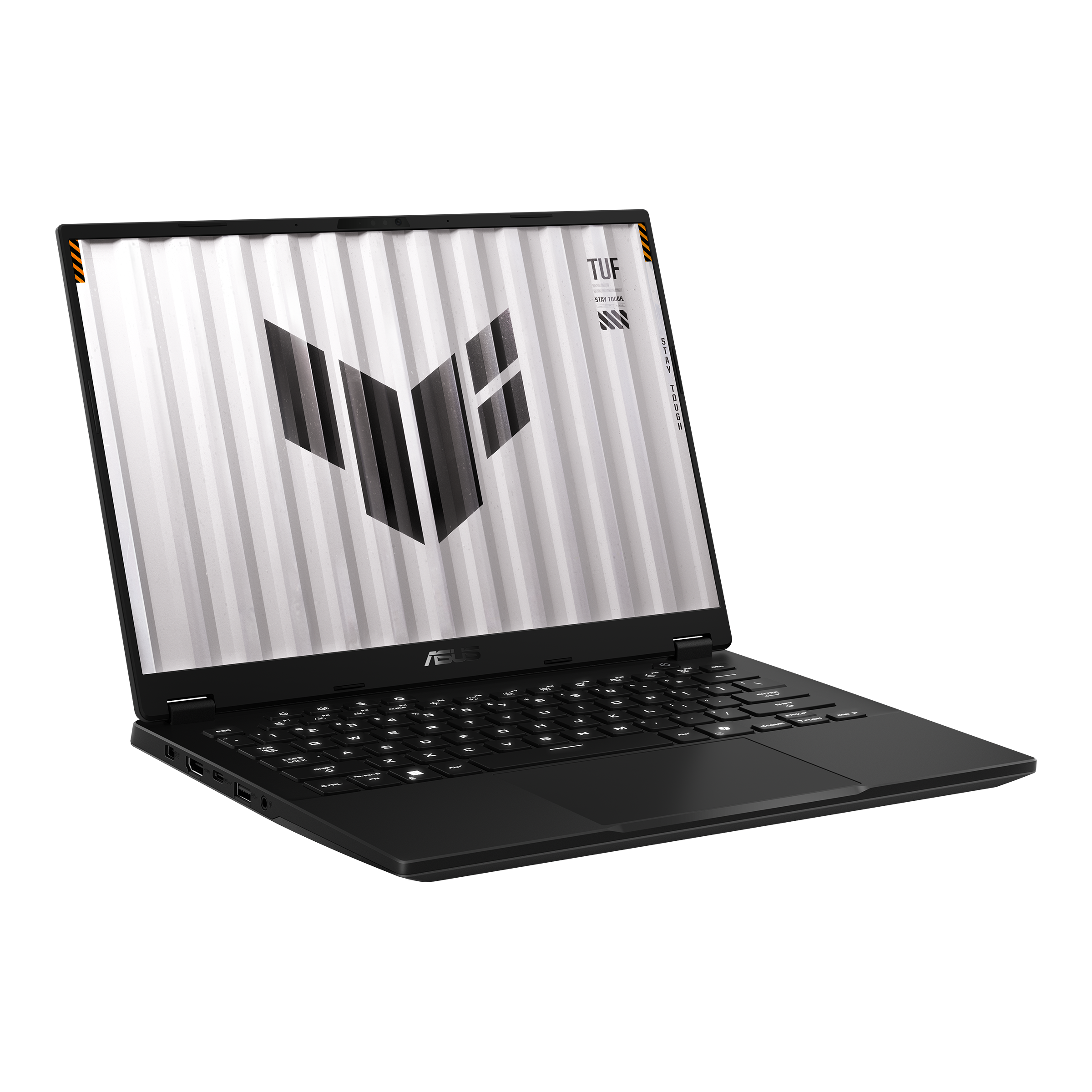 A large main feature product image of ASUS TUF Gaming A14 (FA401) - 14" 165Hz, Ryzen AI 7 350, RTX 5060, 32GB/1TB - Win 11 Notebook