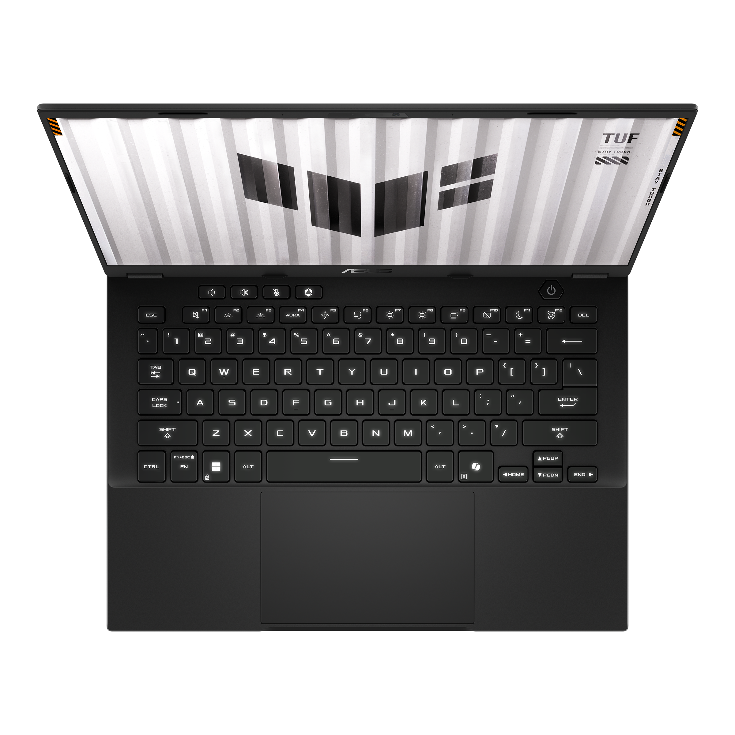 A large main feature product image of ASUS TUF Gaming A14 (FA401) - 14" 165Hz, Ryzen AI 7 350, RTX 5060, 32GB/1TB - Win 11 Notebook