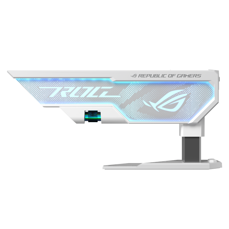 A large main feature product image of ASUS ROG Herculx Graphics Card Holder - White