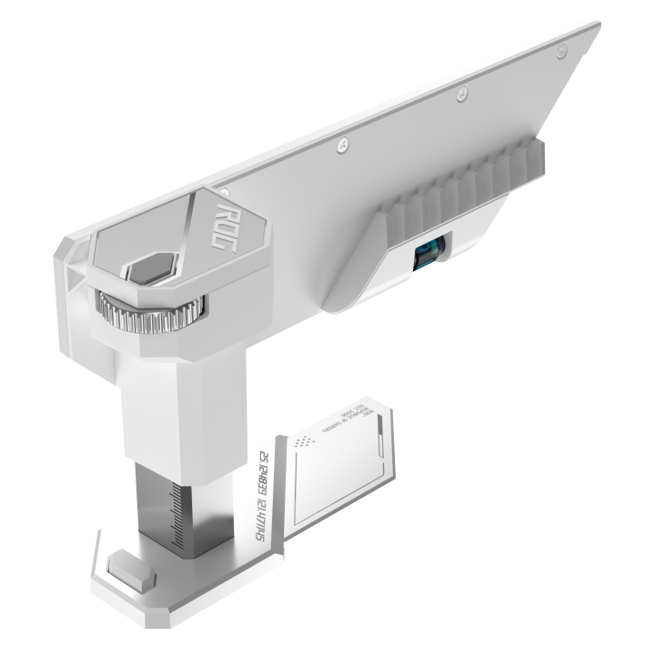 A large main feature product image of ASUS ROG Herculx Graphics Card Holder - White