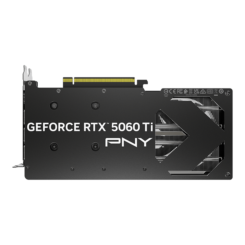 A large main feature product image of PNY GeForce RTX 5060 Ti Dual Fan OC 8GB GDDR7