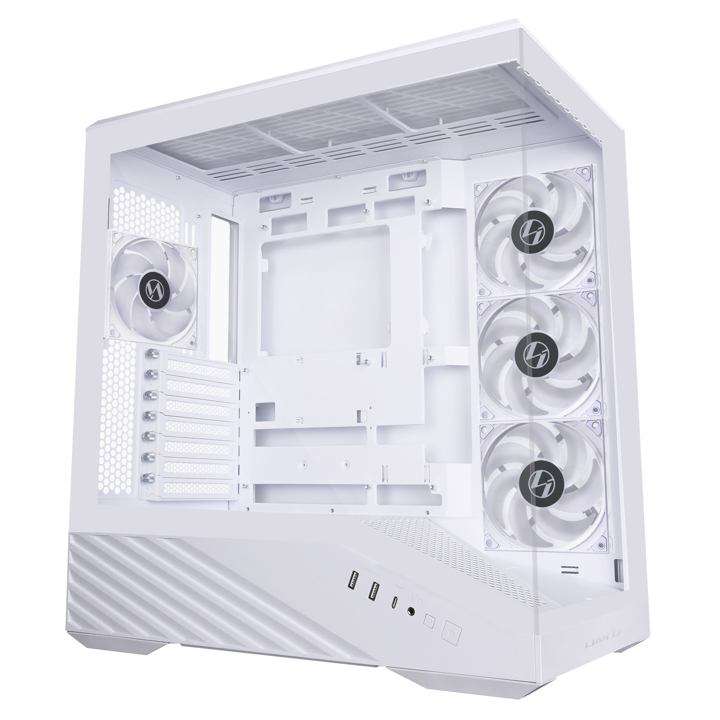 A large main feature product image of Lian Li Vector V100 RGB Glass Mid Tower Case (White)